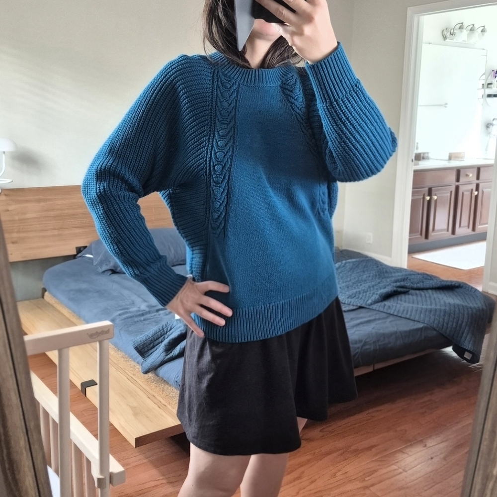 Simply Vera Vera Wang Teal Cable Knit Sweater